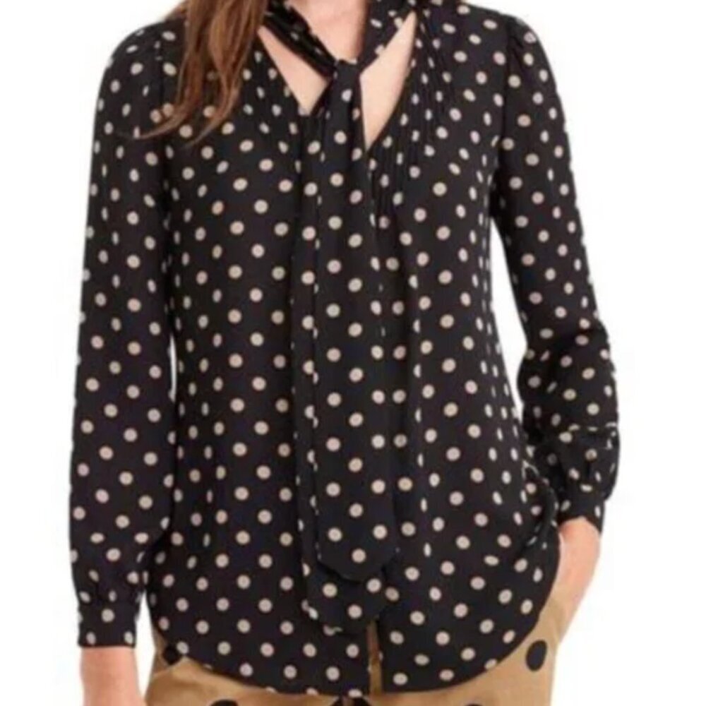 J. Crew White Tie-Neck Blouse Size 8 - Picture 8 of 8